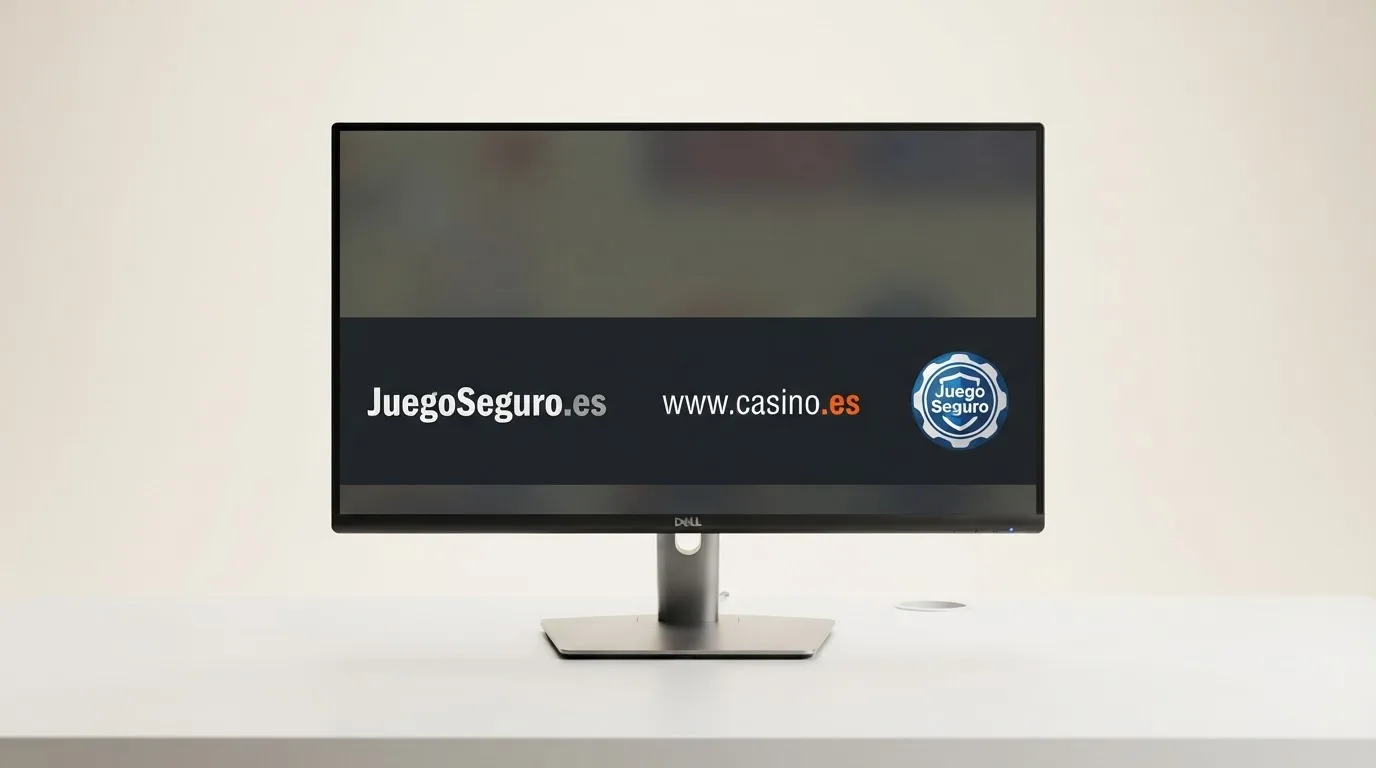 Pie de página de un casino online legal español con el logotipo de la DGOJ, el dominio .es y el sello de juego seguro visibles